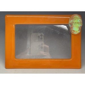 Vintage Orange Plastic Lucite Halloween Acrylic Plastic Picture Frame SKULL